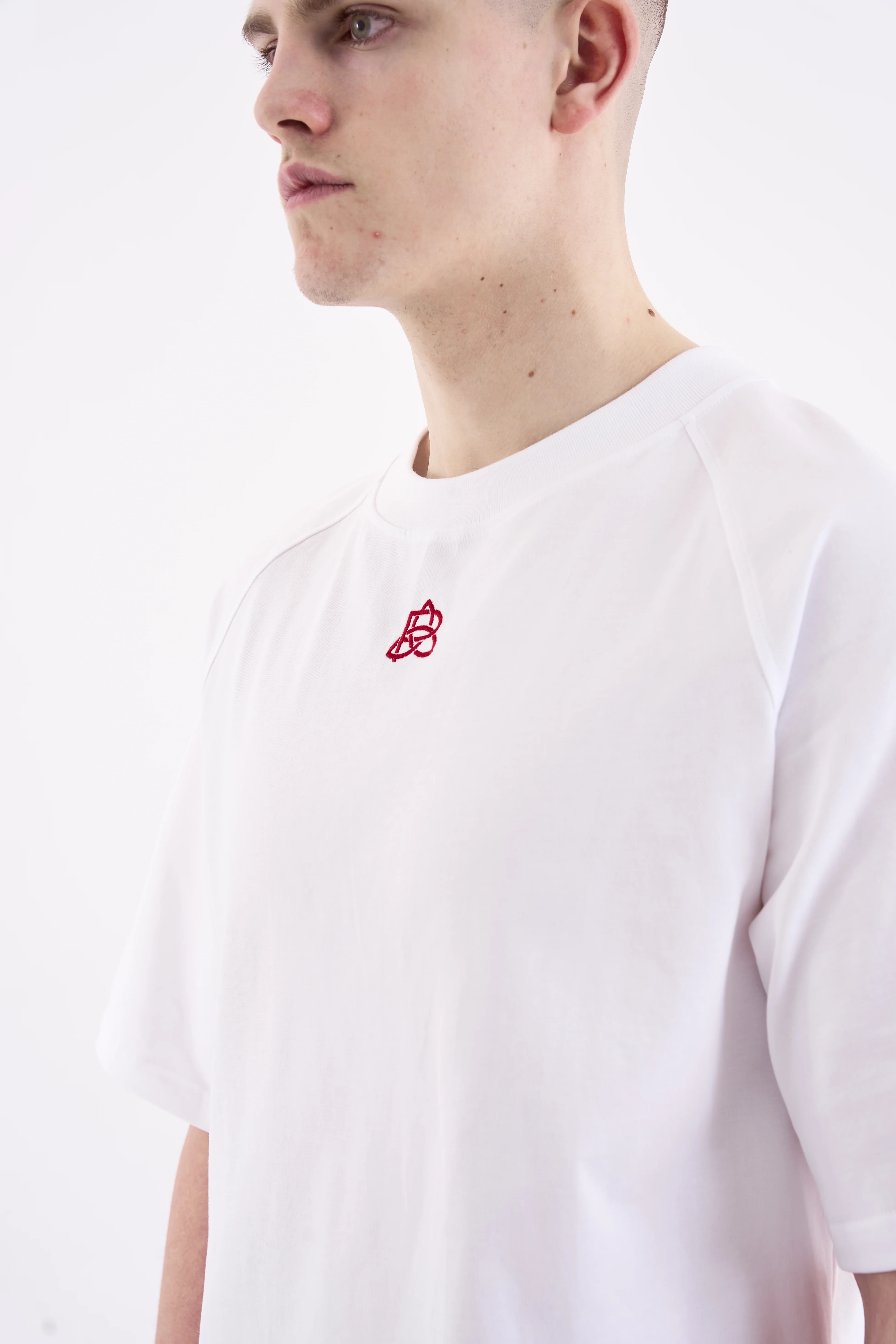 Embroidered Logo T-Shirt - White & Red - Image 3
