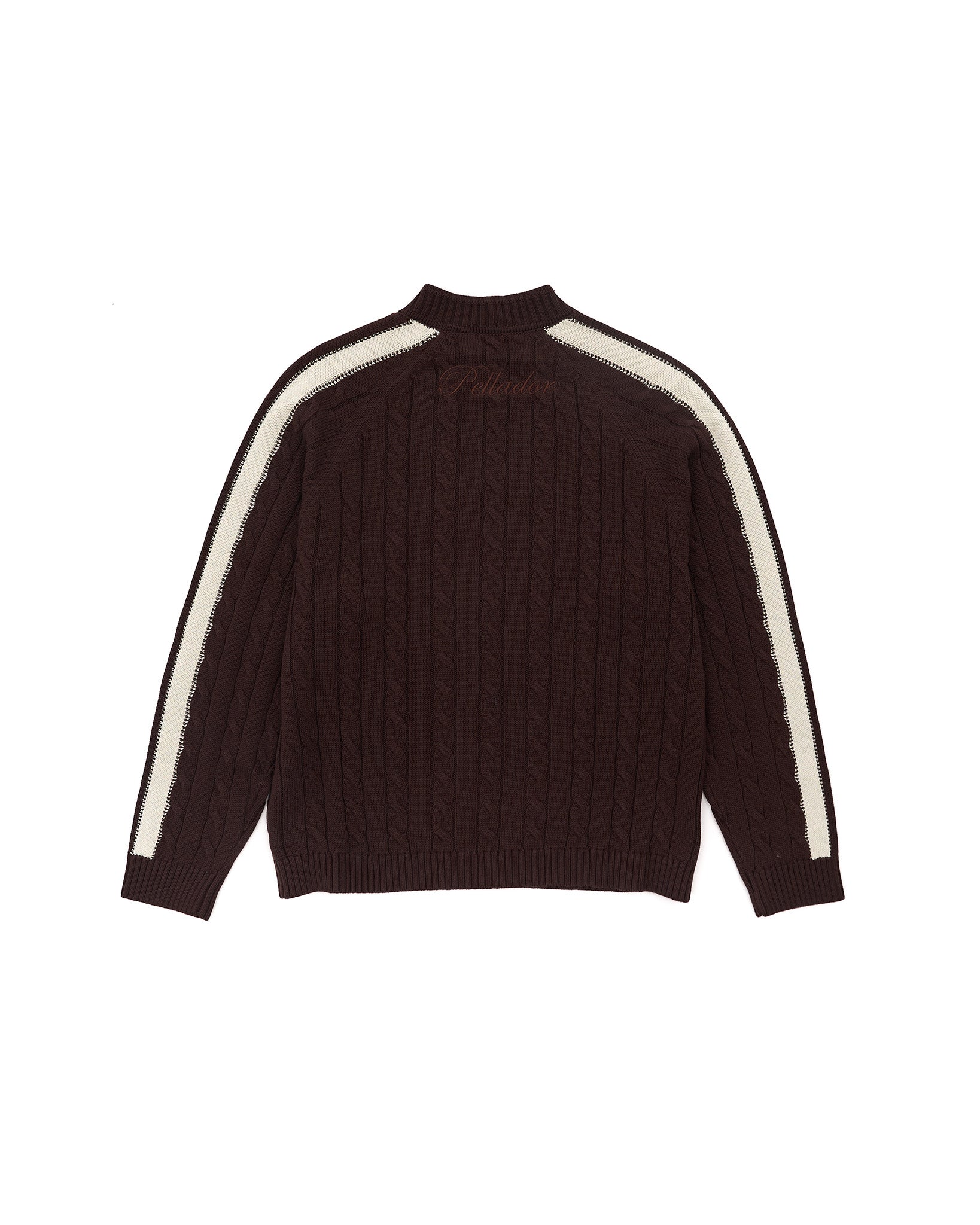 Overlap Collar Cable Knit - Brown - Image 2