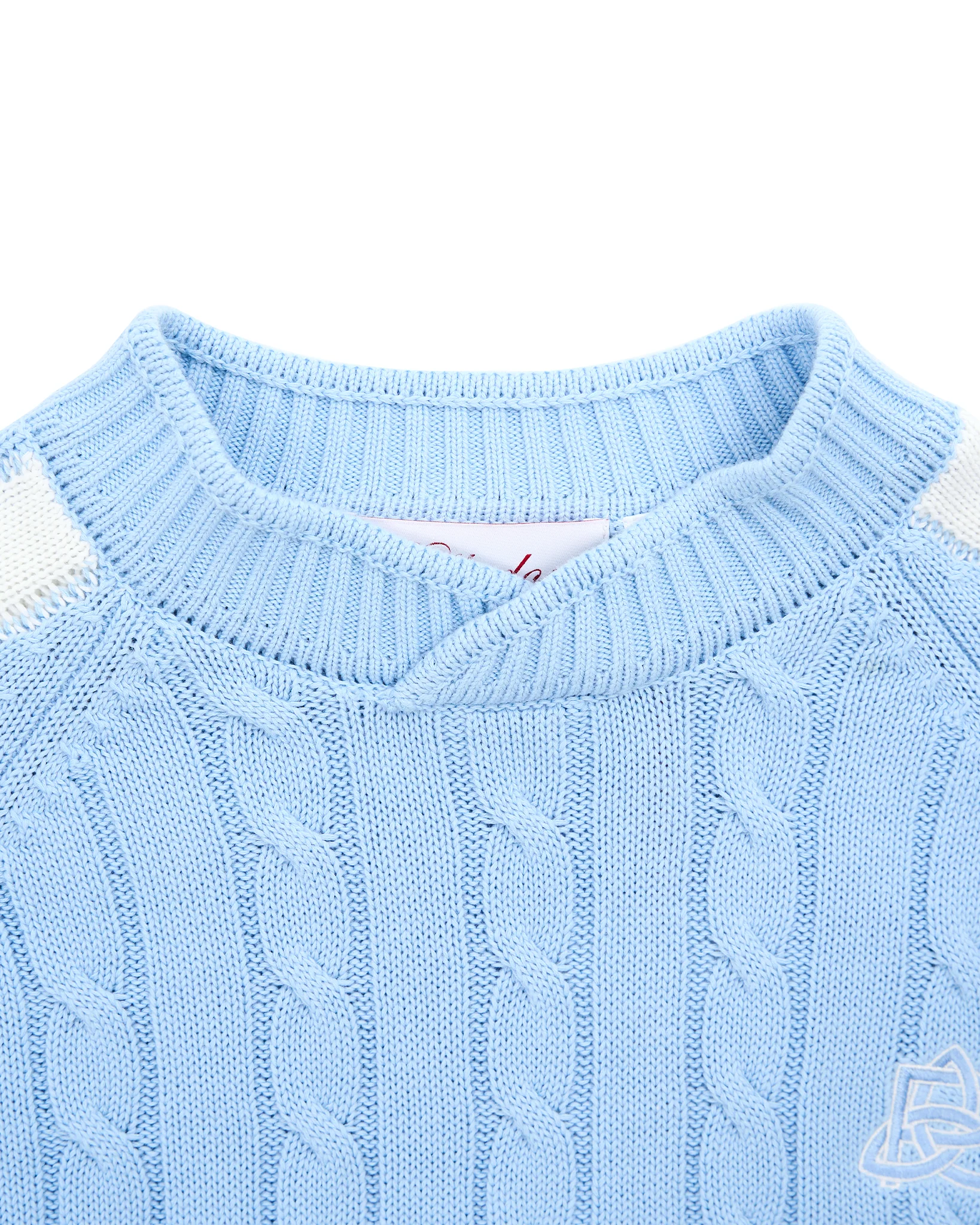 Overlap Collar Cable Knit - Blue - Image 3