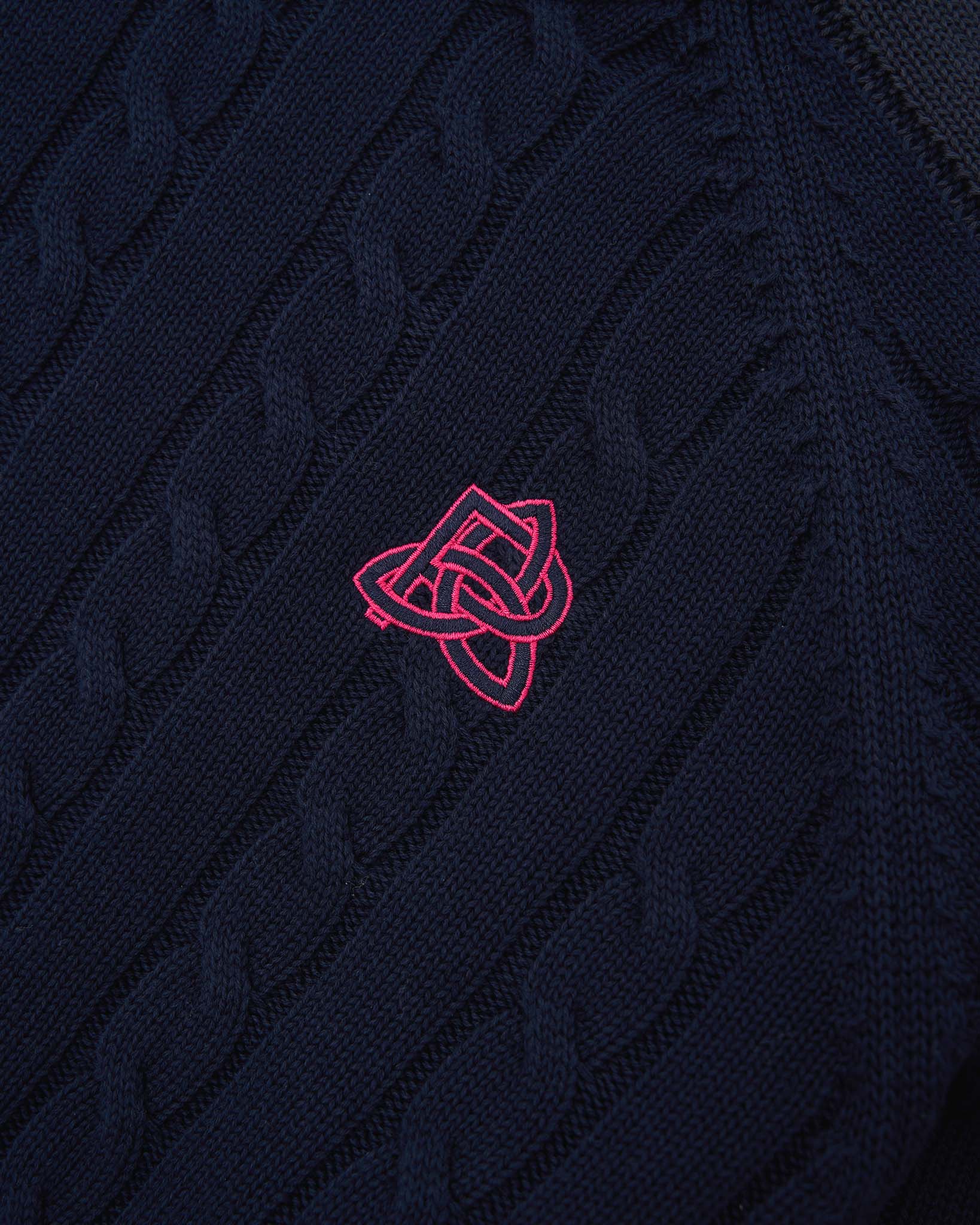Round Neck Cable Knit - Navy - Image 3