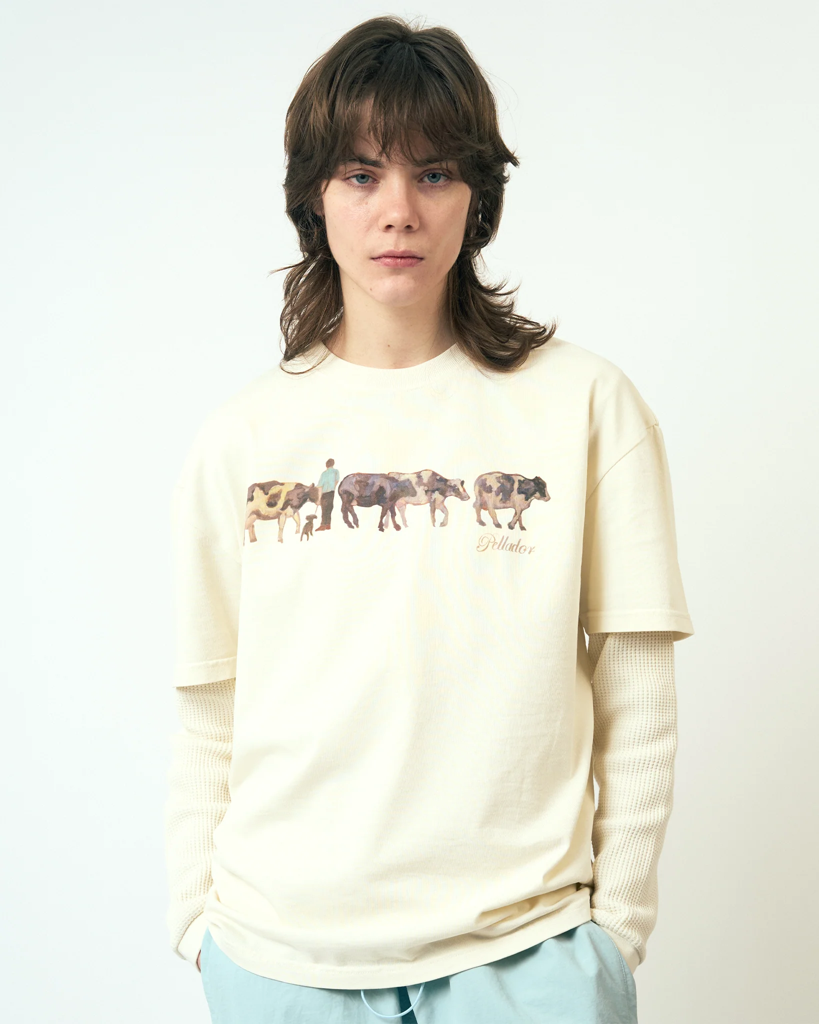 Cow Painted Tee - Beige - Image 4