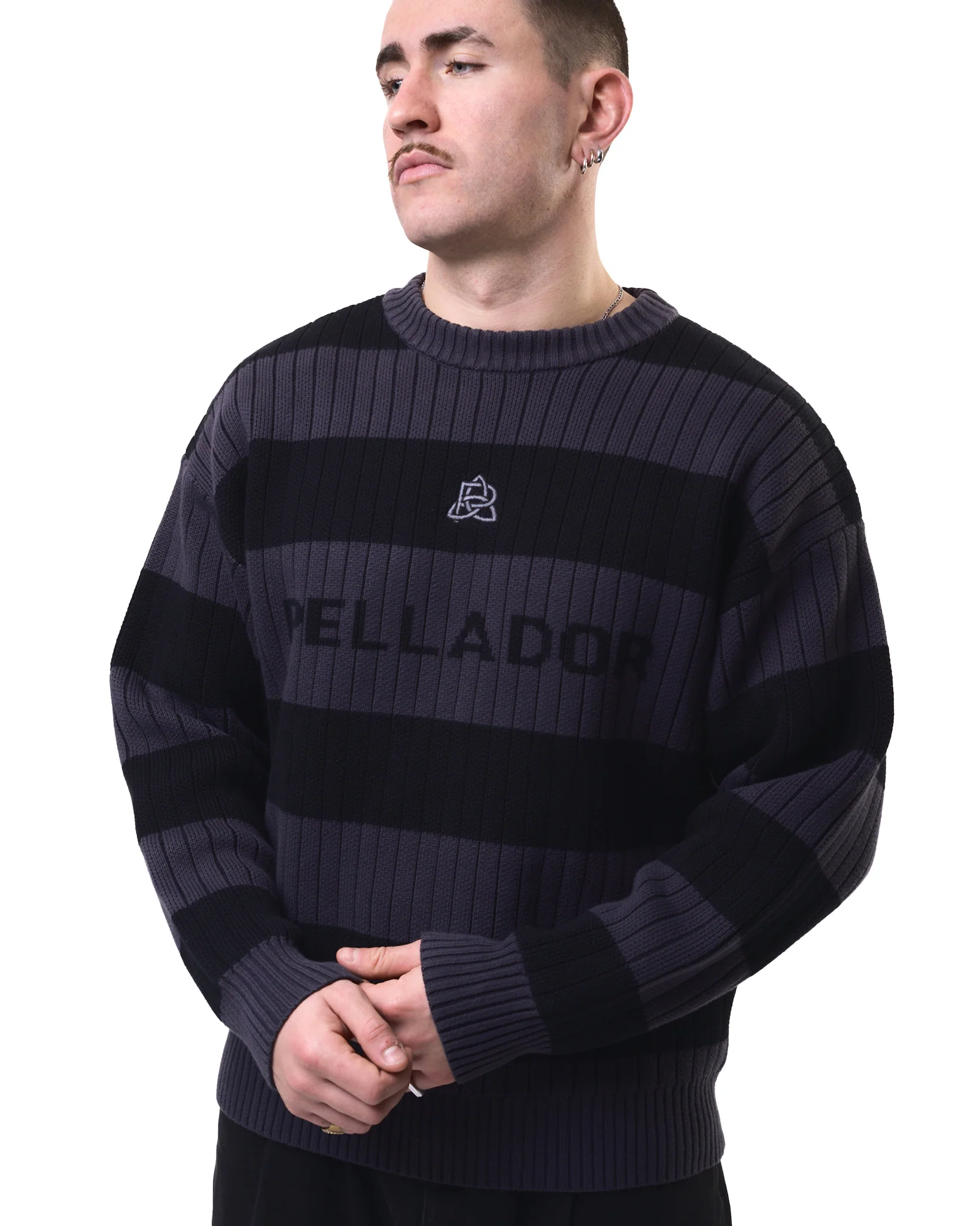 Striped Ladder Knit - Black & Grey - Image 4