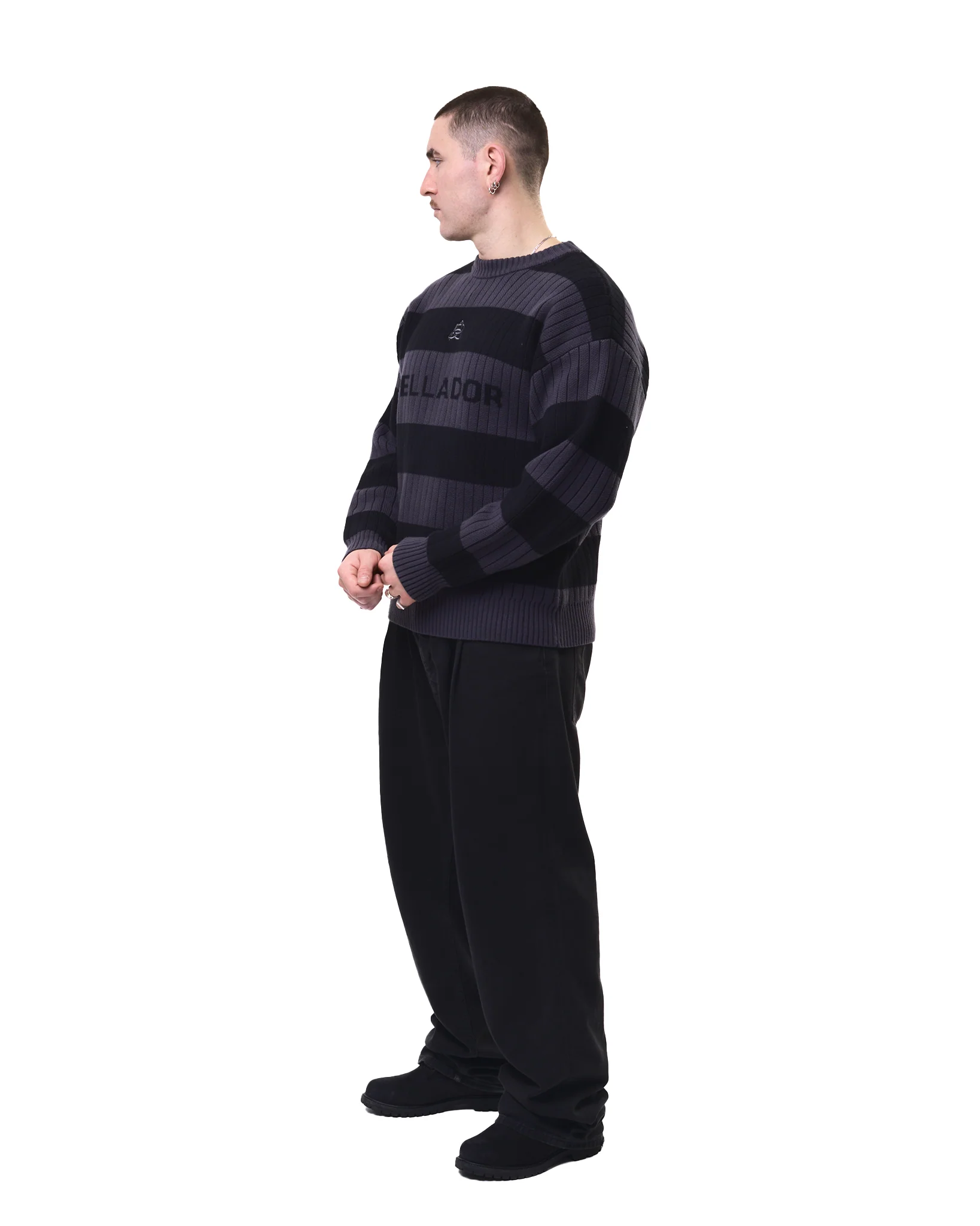 Striped Ladder Knit - Black & Grey - Image 5