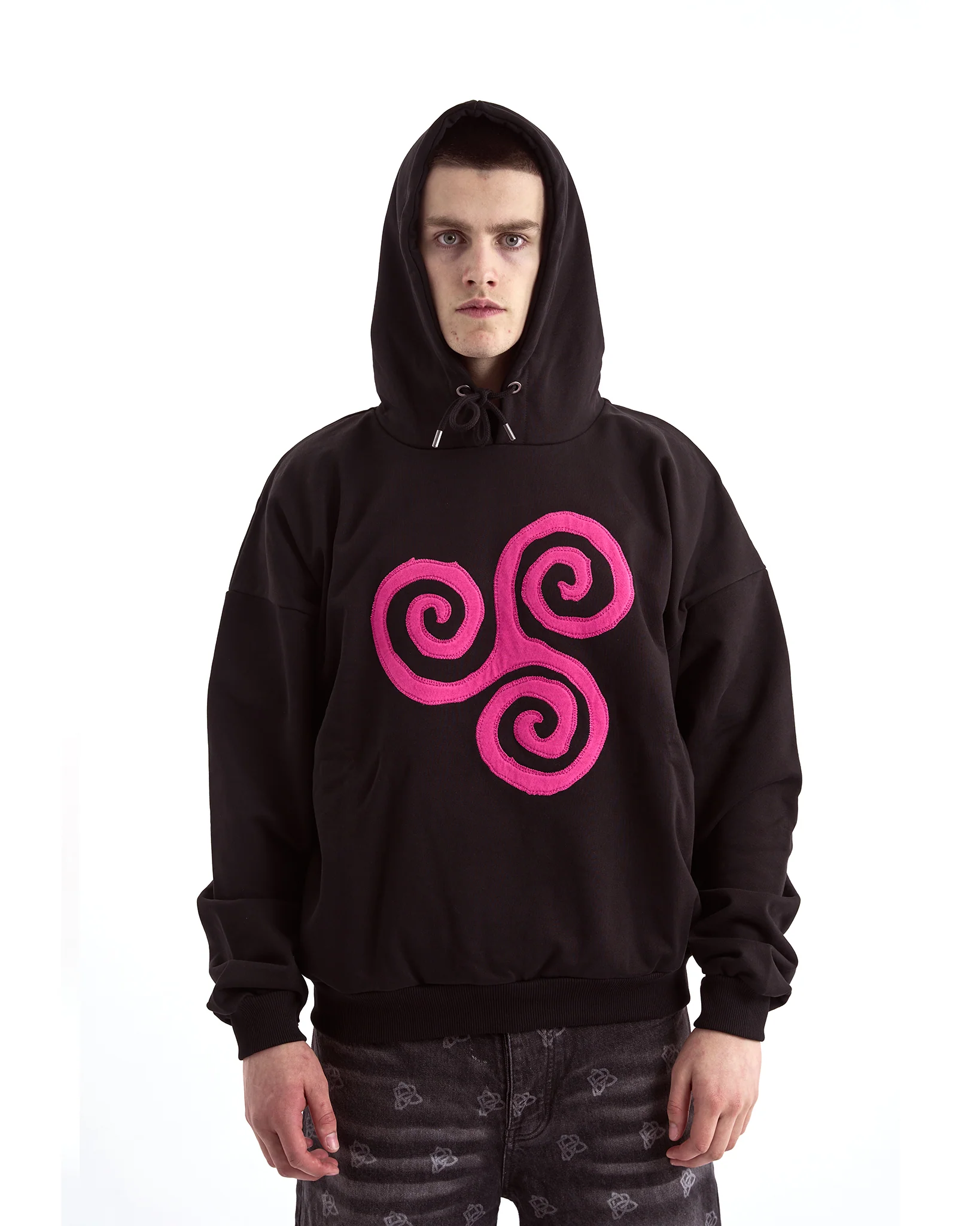 Triskele Appliqué Hoodie - Pink - Image 2