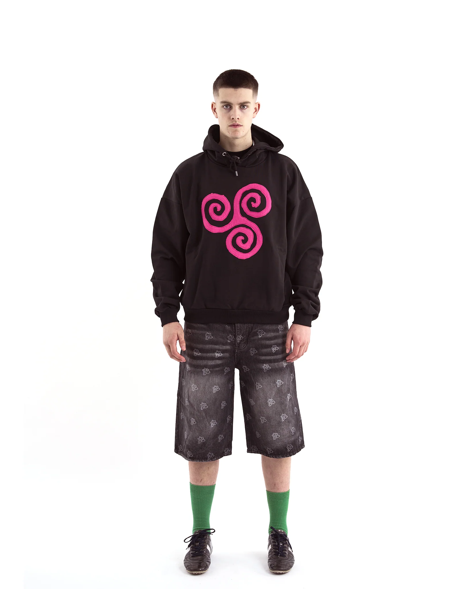 Triskele Appliqué Hoodie - Pink - Image 3