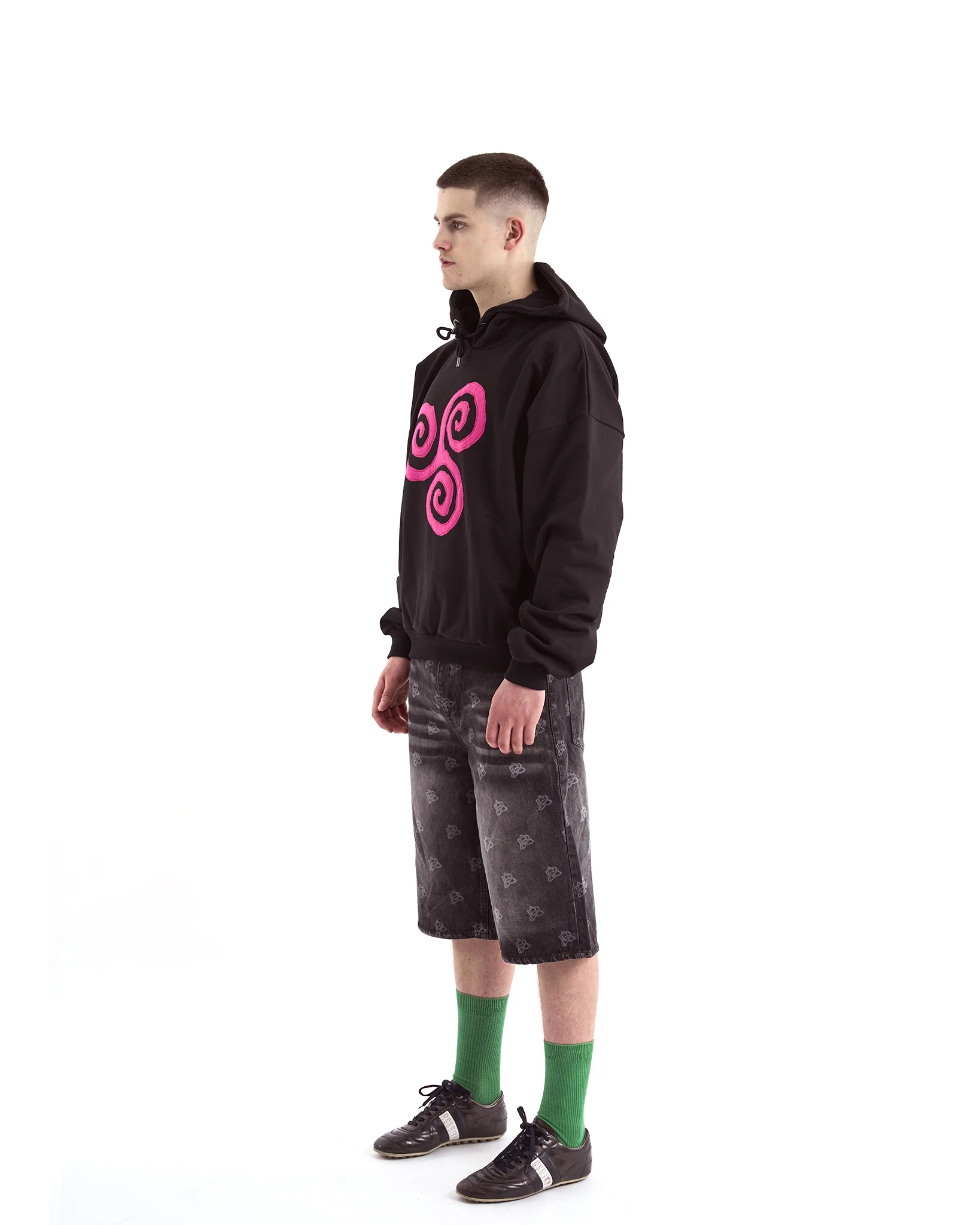 Triskele Appliqué Hoodie - Pink - Image 4